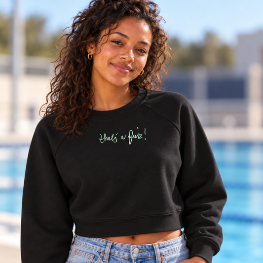 that's a five! Embroidered Crop Sweatshirt