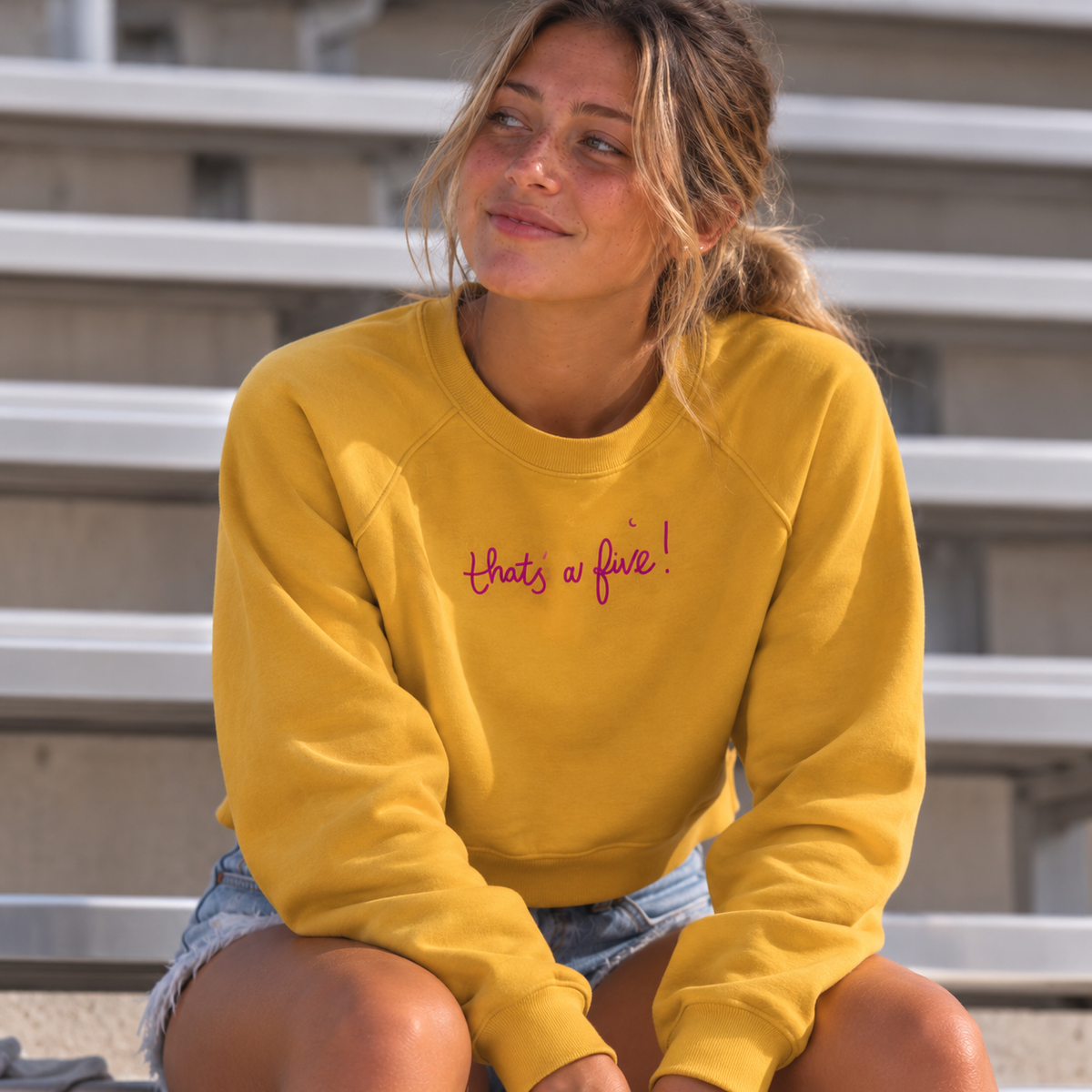 that's a five! Embroidered Crop Sweatshirt