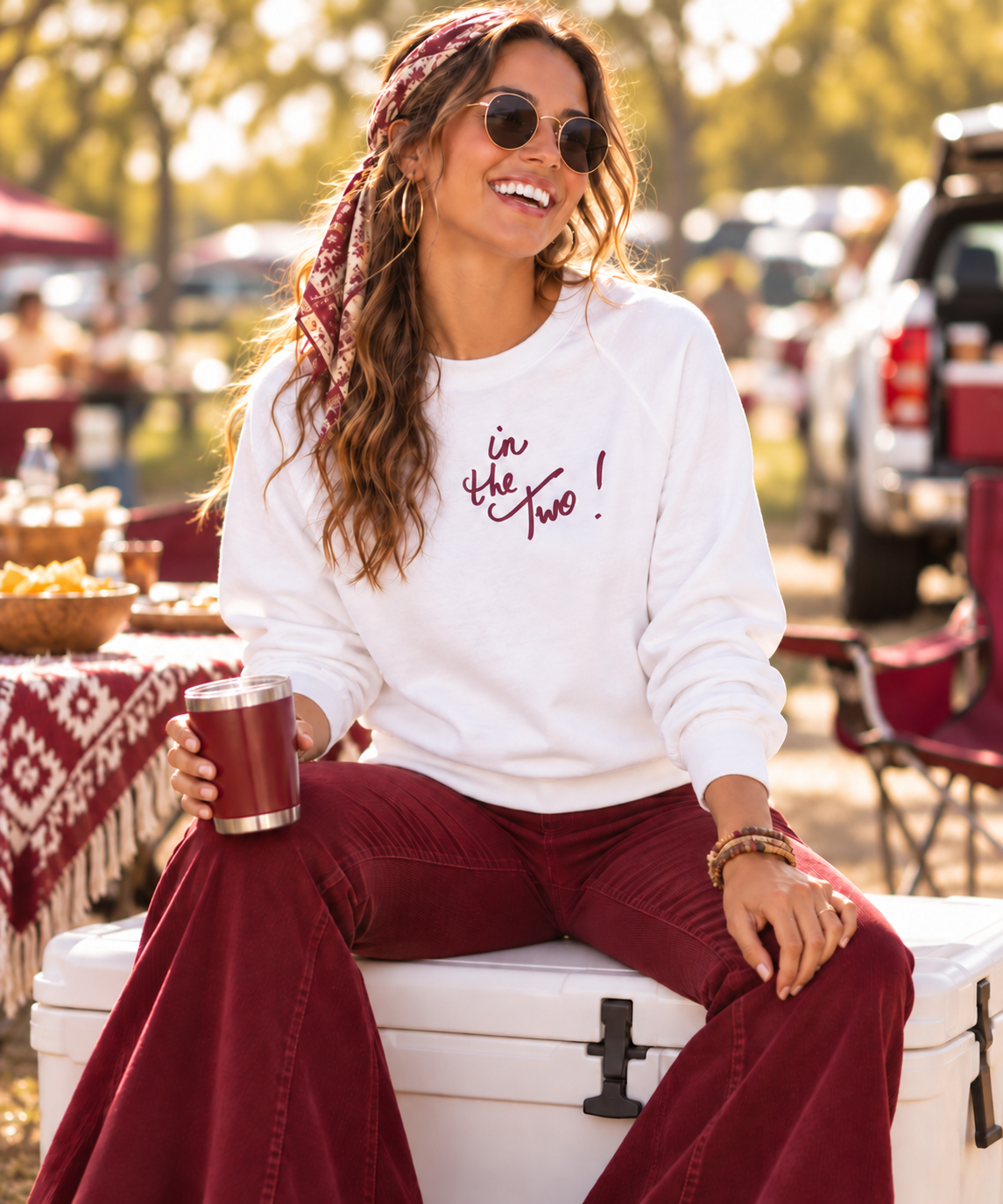 in the Two! Embroidered Crew
